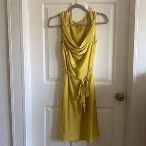 Yellow cowl neck cocktail dress